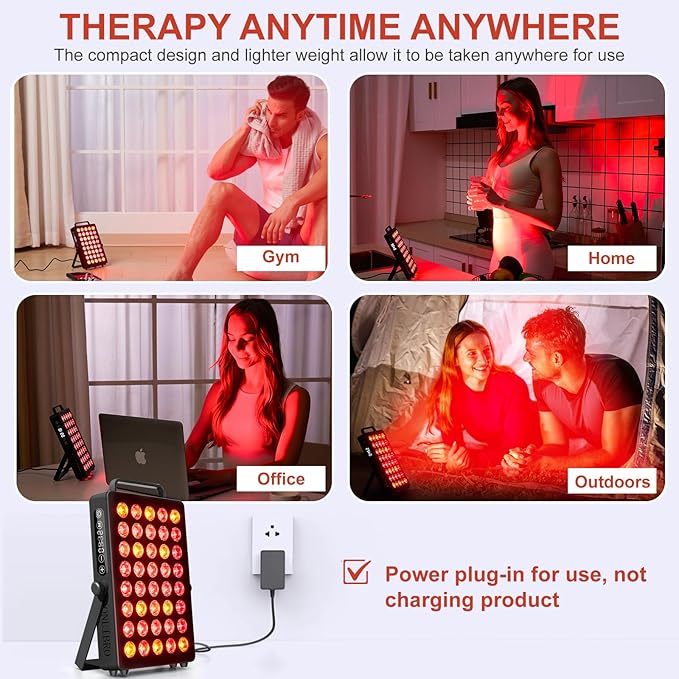 Red Light Therapy Panel for Face and Body, Quad Wave 660nm 850nm 630nm 940nm Near Infrared Light Therapy Panel Portable Dual Chip LED Device for Body Pain Relief Skin Health Sleep (BN-40)