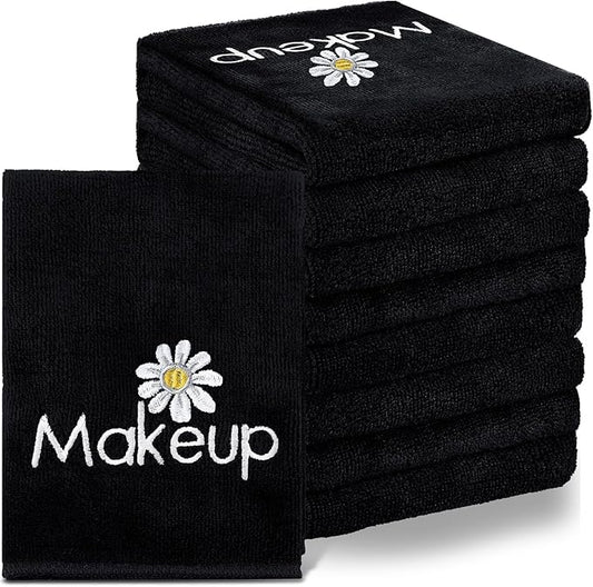 Shimeyao 20 Pack Makeup Towels Black Makeup Washcloths for Face Microfiber Remover Cloth 13x13 Inch Daisy Quick Dry Face Towels for Cleansing Hand
