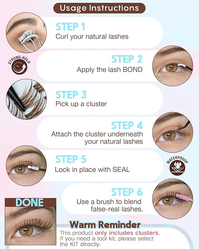 Goddvenus Wispy Lash Clusters Mascara-like Brown Eyelash Clusters Natural Cluster Eyelash Extensions 10-16mm False Eyelashes Individual Lashes C Curl Lash Extension 240pcs
