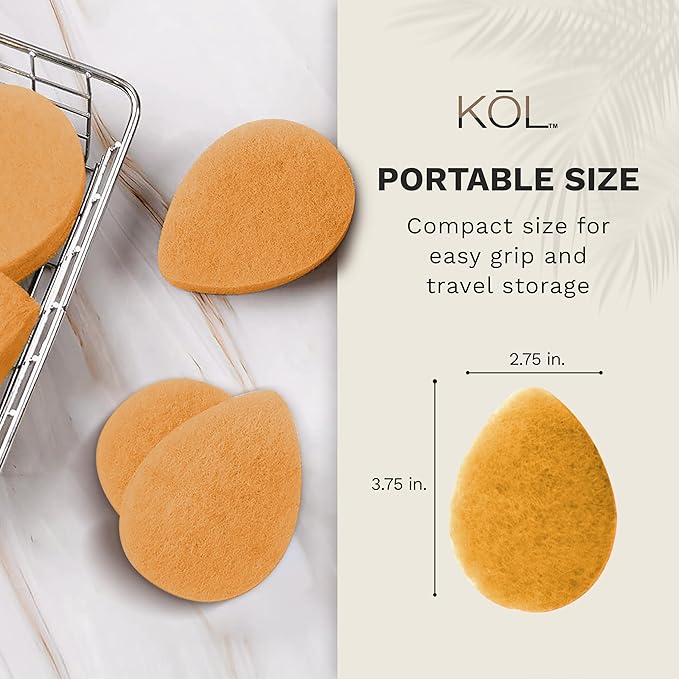 KOL Face Scrubber Pads, Citrus and Vitamin C Infused Exfoliating Facial Cleansing Sponges for Daily Face Wash and Makeup Removal, 6 Count