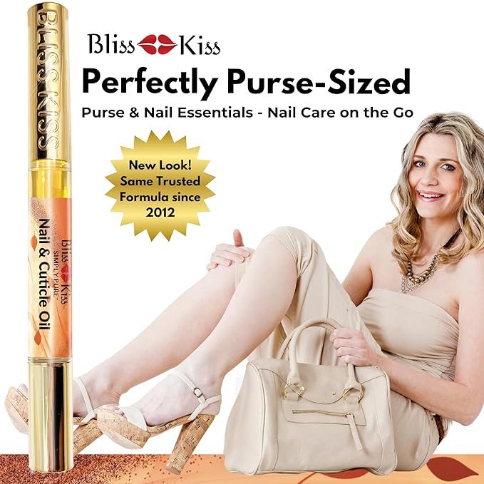 Bliss Kiss | 4 Pumpkin Spice Latte Scent Nail | Oil Cuticle Pen w/Vitamin E & Jojoba⏤Nail Strengthener Nail Growth Serum for Brittle Peeling Breaking Thin Nails