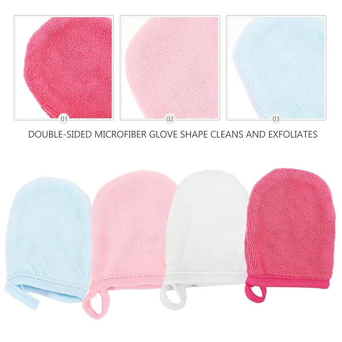 FUOYLOO Microfiber Makeup Remover Pads Mitt for Face, Eye, Lips, Gentle Facial Cleansing Cloths, Comfortable and Sturdy Face Wash Wipes for Skin Types,