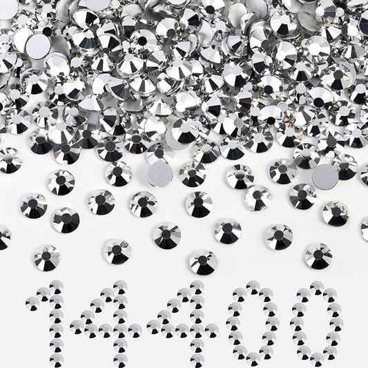 Beadsland Flatback Rhinestones Bulk,14400pcs Silver Rhinestones for Nails Crafts Clothes DIY Decoration, Silver Hematite, SS20, 4.6-4.8mm