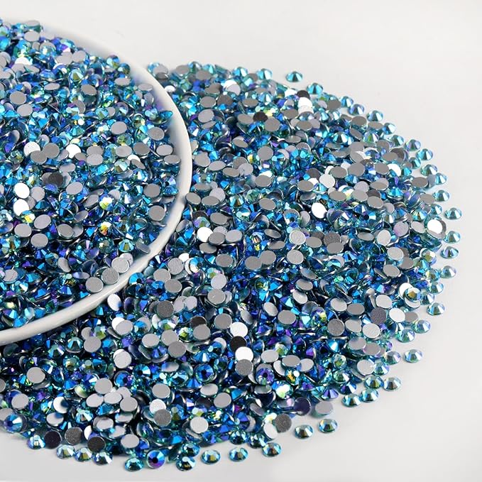Beadsland Flatback Rhinestones Bulk,14400pcs Rhinestones for Nails Crafts Clothes DIY Decoration, Aquamarine AB, SS10, 2.7-2.9mm