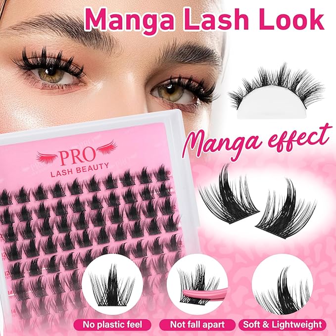 PRO LASHBEAUTY California Sunset Lash Clusters Kit Wispy Eyelash Clusters Lashes Natural DIY Lash Extension Kit Cluster Eyelash Extensions Kit Individual Lashes Cluster Eyelash (Sunset, 10-18mix)
