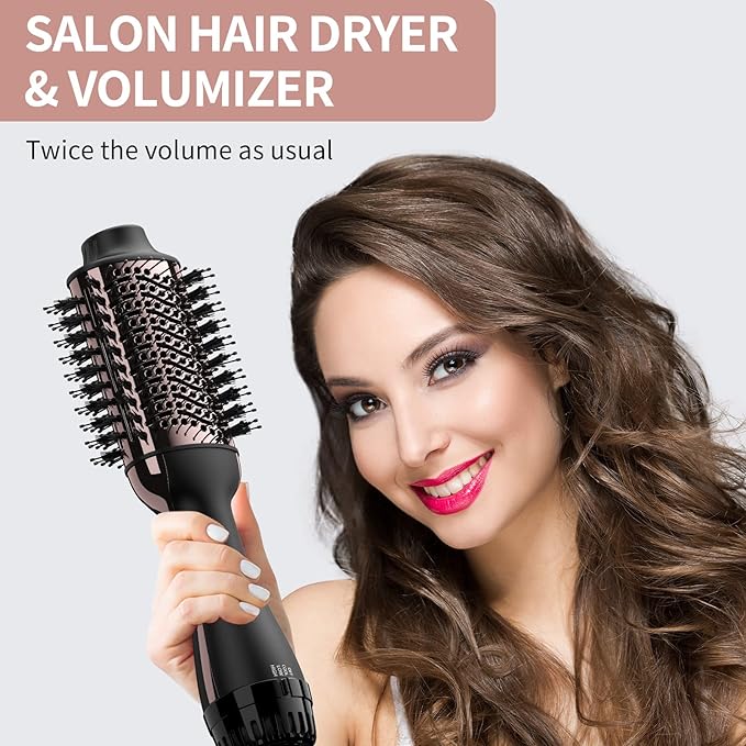Hair Dryer Brush Blow Dryer in One, Upgraded 4 in 1 Hair Dryer and Styler Volumizer with Negative Ion Anti-frizz Ceramic Titanium Barrel Hot Air Hair Straightener Brush