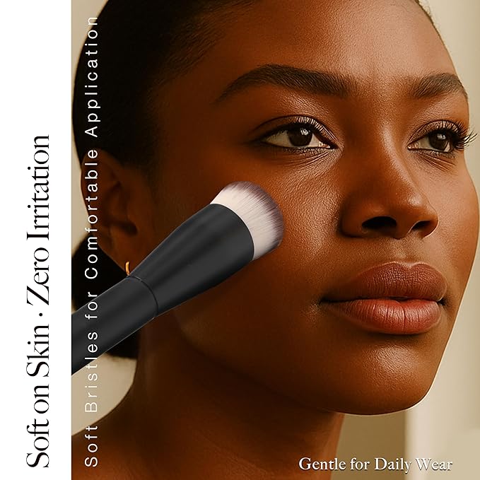 JoMay Flat Top Kabuki Foundation Brush – Streak-Free, Full Coverage Quick Blend for Beginners & Daily Makeup – High-Density Soft Synthetic Bristles, 1 PCS