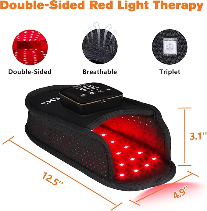 TUOB Red Light Therapy for Foot Pain Relief, Near Infrared Light Therapy Device with 4000 mAh Battery, Red Infrared Light Foot Therapy Double Side Pad Slipper Full Cover Feet Toes Instep