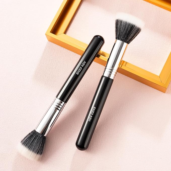 Duo Hair Stippling Brush, Blush Brush, Fluffy Stipple Makeup Brushes, Soft Blush Makeup, Powder Brush, Detail Blush Brushes, Powder Contour Brush for Cheeks, Highlighter Brushes. (904B)