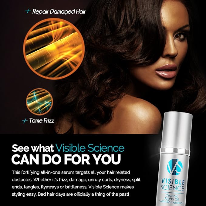 H2 Thermal and Visible Science Argan Oil Bundle - Hair Repair Treatment and Heat Protectant + Argan Oil Serum for Gorgeous Shiny Hair - Repair and Prevent Damage - Seal Split Ends (2 Items)