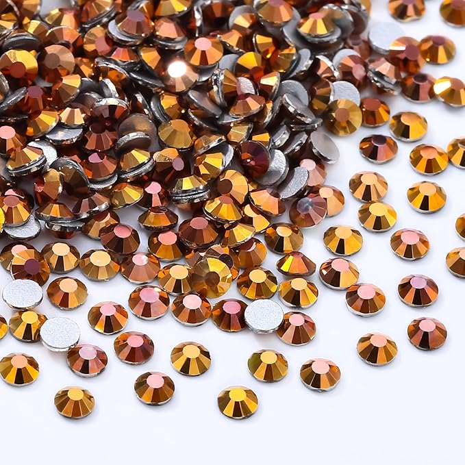 Meibite Gold Flatback Rhinestones, Glass Rhinestones for Nail Art and Craft, Glue Fix, Loose Crystal Gemstones(Gold, SS6, 1440pcs, 1.9-2.0mm)