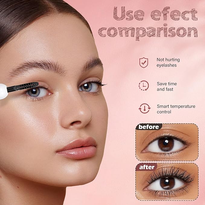 ShenlanBolt Heated Eyelash Curler for Women, Electric Lash Curler with 10s Fast Heating, 4 Adjustable Temp (65°C-95°C), 24H Curl, USB-C Rechargeable, Ergonomic Design, Travel-Friendly Makeup Tool Gift