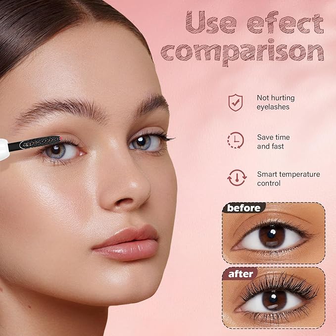 ShenlanBolt Heated Eyelash Curler for Women, Electric Lash Curler with 10s Fast Heating, 4 Adjustable Temp (65°C-95°C), 24H Curl, USB-C Rechargeable, Ergonomic Design, Travel-Friendly Makeup Tool Gift