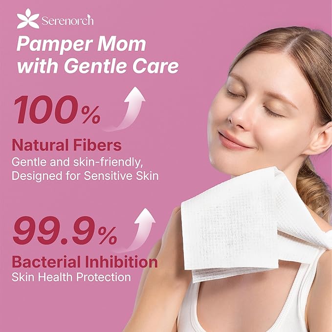 Serenorch Disposable Face Towels, Mother's Day Gifts 10" x 12", Gifts for Mom from Daughter Son, Ultra Thick Face Towelettes for Sensitive Skin, Extra Soft Makeup Remover Dry Wipes, 50 Count