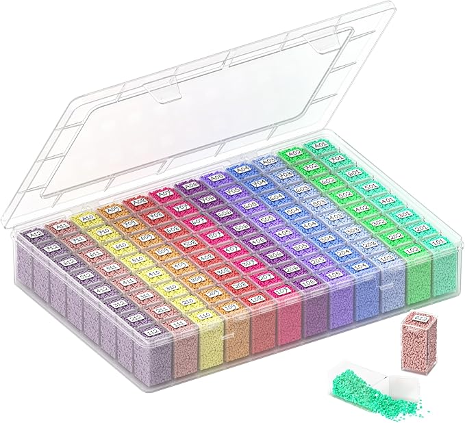 VANSUNS Newly Upgraded Transparent Large Capacity Diamond Painting Storage Containers,96 Grid Craft Organizers and Storage, Suitable for Nail Art, Necklaces, Bead Storage Containers