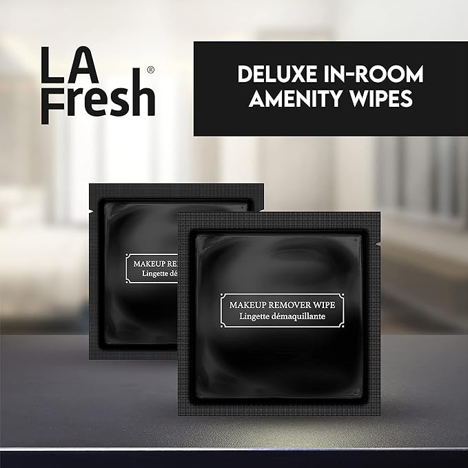 La Fresh Hotel Premium Paraben-Free Makeup Remover Wipes - Black With Light Flora Scent 8x6" Wet Wipes - 500 Wipes, Skin Care Travel Essentials