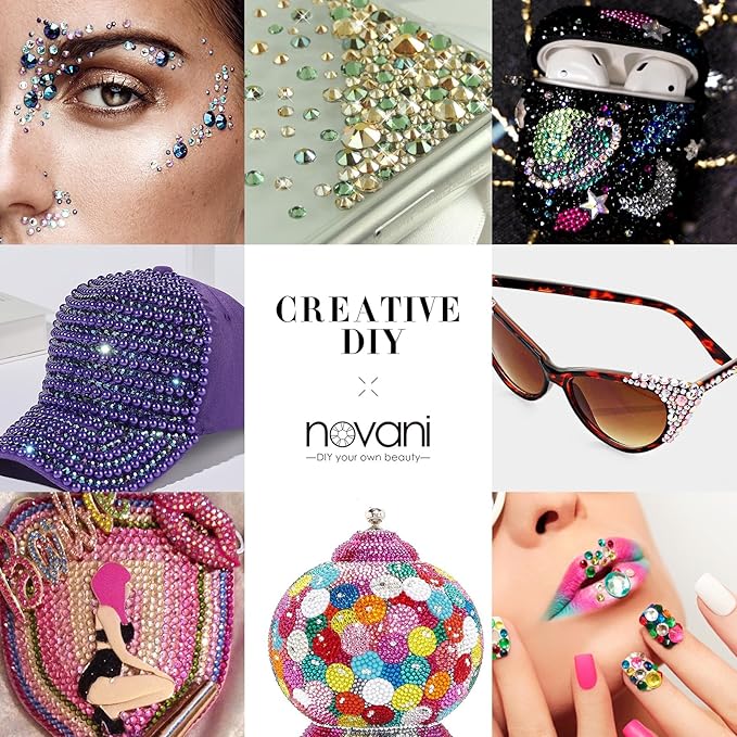 Novani Malachite Green Rhinestones 1440pcs Flat Back Round Rhinestone Style 2088 Sparkly Crystal Gemstones for Nail Art and Crafting SS16,3.8-4.0mm