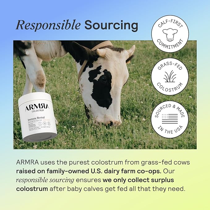ARMRA Colostrum Powder | Blood Orange | Gut Health & Bloating | Skin & Hair | Immunity | Keto, Gluten & Fat-Free | 90 Servings