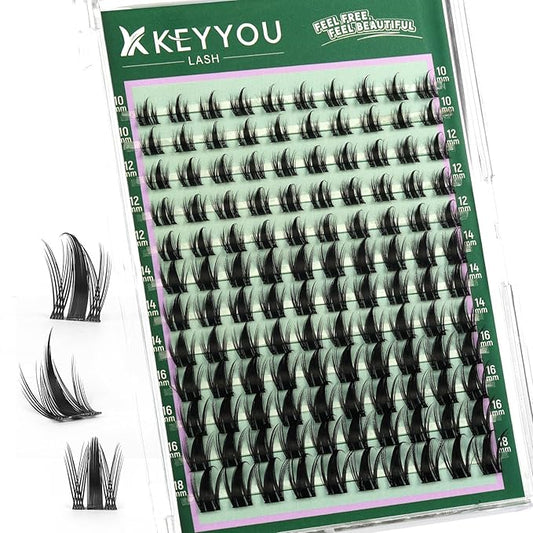 KEYYOU LASH Manga Lashes Clusters Fairy Cluster Eyelash Extensions Wispy False Eyelashes Natural Lash Clusters Individual Lashes Fake Eyelashes D Curl Extension with Spikes(F02,10-18mm)