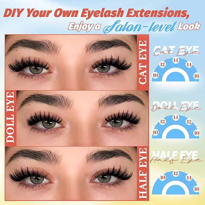Fyonas Manga Lash Clusters Kit Spiky Anime Cluster Eyelash Extensions 270Pcs D Curl Volume Fluffy Eyelash Clusters 10-16mm DIY Fairy Wispy Individual Lashes Kit Natural Look (Crystal Spire Kit)
