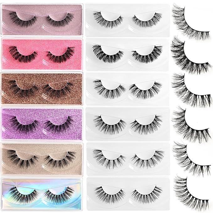 Wispy Lashes Bulk 30 Pairs Natural Volume Eyelashes Mixed Styles Wholesale Cat Eye & Doll Eye Strip Lash Sets Short Thick Fluffy False Mink Eyelash Strips Full Fake Pestañas Postizas