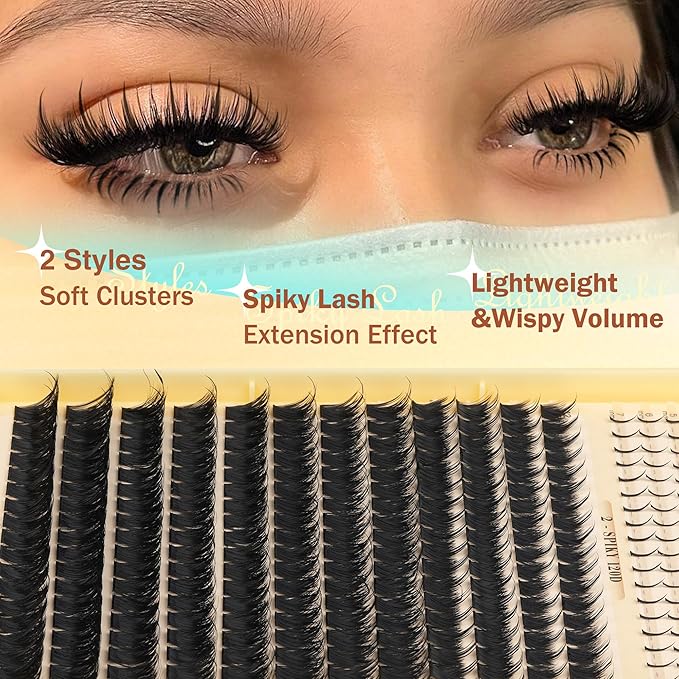Spikes Lash Clusters 120D Volume Eyelash Clusters Spiky Bottom Lashes Individual 12-20mm Thick Anime Mink Cluster Eyelash Extensions DIY Fairy Cluster Lashes Extension by TOOCHUNAG