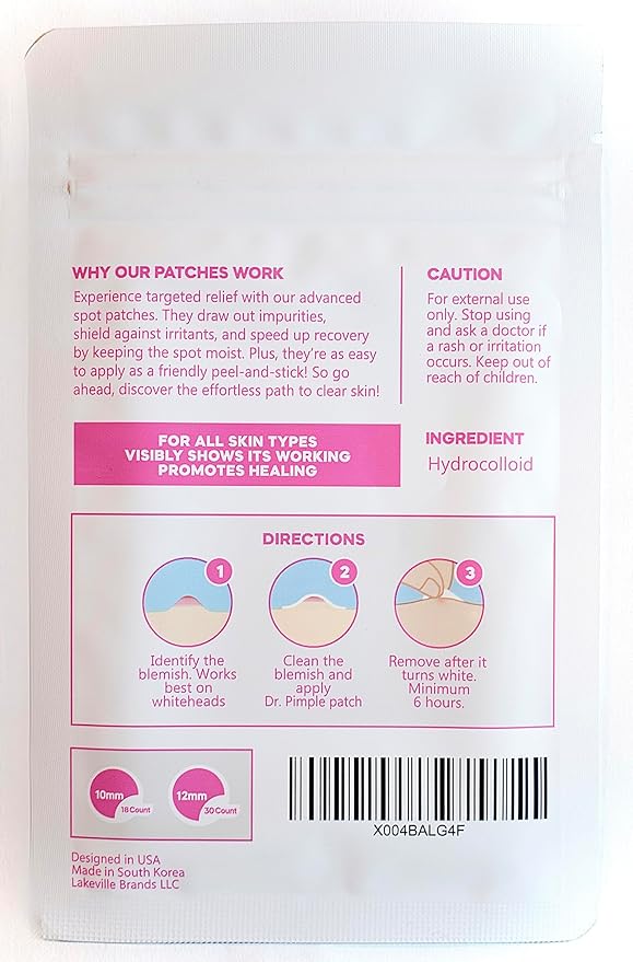 Dr. Pimple Patch Hydrocolloid Healing Acne Care - Pimple Patches Acne Spot Treatment for Face and Skin - Korean skin care - Invisible & Concealable Zit Treatment Stickers