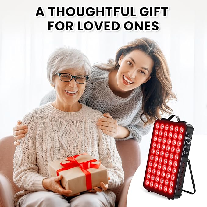 Red Light Therapy for Body, 660nm 850nm Near Infrared Light Therapy Panel, 60 Dual Chip LED Device with 300W of Power, Ideal for Body, Face, Improve Sleep, Skin Health, Includes Hanging Kit & Handle