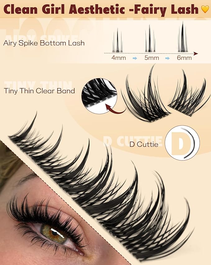 TOOCHUNAG Wispy Lash Clusters Kit 8-18mm DIY Lash Extension Kit Clear Band Eyelashes Clusters with Bottom Lashes Individual Manga Cluster Eyelash Extensions Kit with Lash Bond and Seal,Tweezers