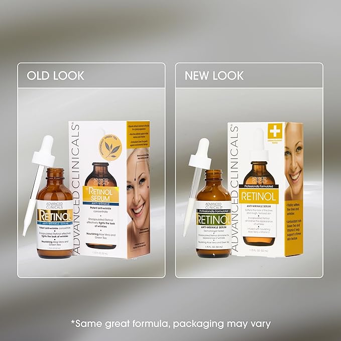 Advanced Clinicals Retinol Serum For Face | Visible Anti Aging Retinol Serum Skin Care Face Moisturizer With Vitamin E Helps Improve Look Of Wrinkles, Fine Lines, & Uneven Skin Tone, 1.75 Fl Oz