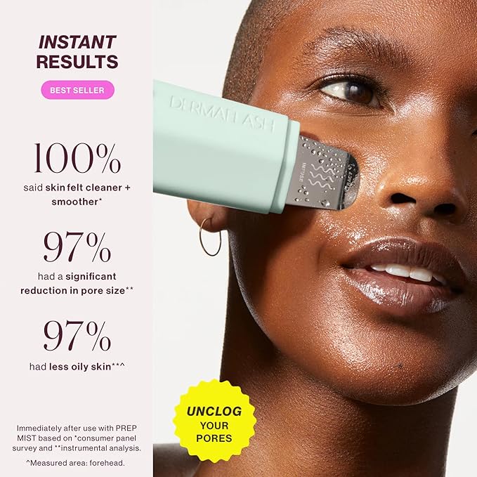 DERMAFLASH DERMAPORE+ Skin Care Device, Ultrasonic 2-in-1 Pore Extractor and Skincare Infuser, Seafoam