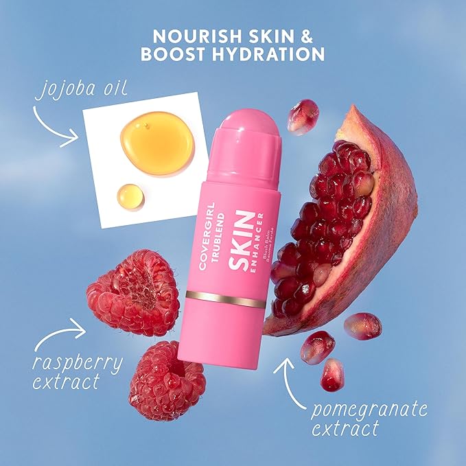 COVERGIRL Trublend Skin Enhancer Blush Balm Stick, Vegan Formula, Easy to Use, Glides on Effortlessly, Non-Greasy, Doesn't Crease - 200 Pink Sprinkle (Bright, Warm Pink)