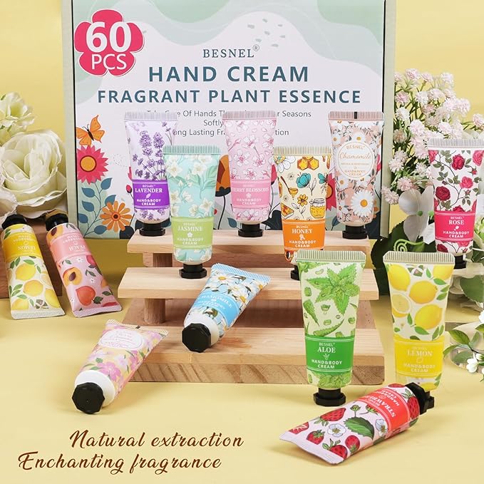 60 Pack Hand Cream Gift Set For Women, Mini Hand Lotion Travel Size in Bulk for Dry Cracked Hands, Graduation Gifts, Teacher Appreciation Gifts, Thanksgiving gift, Bridesmaid Gift,Party Favors