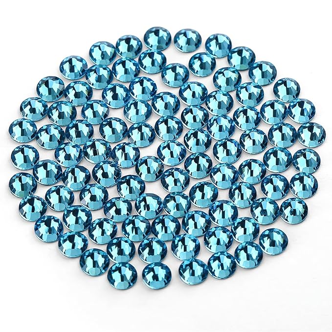 Novani Rhinestones 3000Pcs Flatback Crystal Round Loose Gemstones Glass Rhinestones for Crafts Makeup Nail Art Clothes Shoes DIY Decorations(SS6, 1.9-2.0mm,Aquamarine)