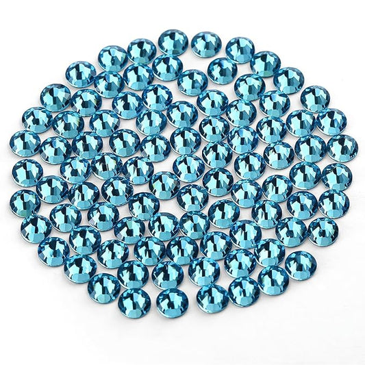 Novani Rhinestones 3000Pcs Flatback Crystal Round Loose Gemstones Glass Rhinestones for Crafts Makeup Nail Art Clothes Shoes DIY Decorations(SS8, 2.3-2.5mm,Aquamarine)