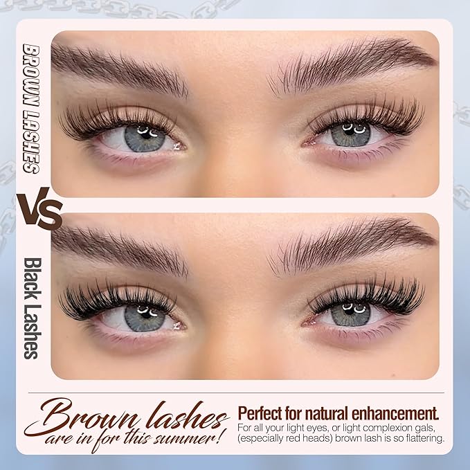 Brown Lash Clusters Natural Cluster Eyelash Extensions Wispy Individual Lashes Extensions Fluffy Eyelash Clusters DIY Cat Eye Doll Eye for Soft Girl Clean Girl Daily Wear (CC-Curly, 168Pcs, 8-16MM)
