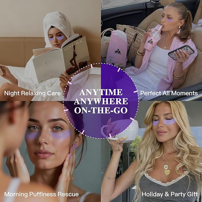 Collagen Under Eye Patches for Puffy Eyes and Dark Circles, Under Eye Mask for Radiance Boost, Deep Hydrating Undereye Mask Patches for Treatment with Women Beauty (60 Pairs, Grape seed)