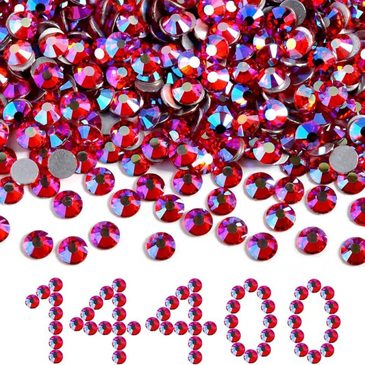 Beadsland Flatback Rhinestones Bulk, 14400pcs Rhinestones for Nails Crafts Clothes DIY Decoration, Hyacinth AB, SS20, 4.6-4.8mm