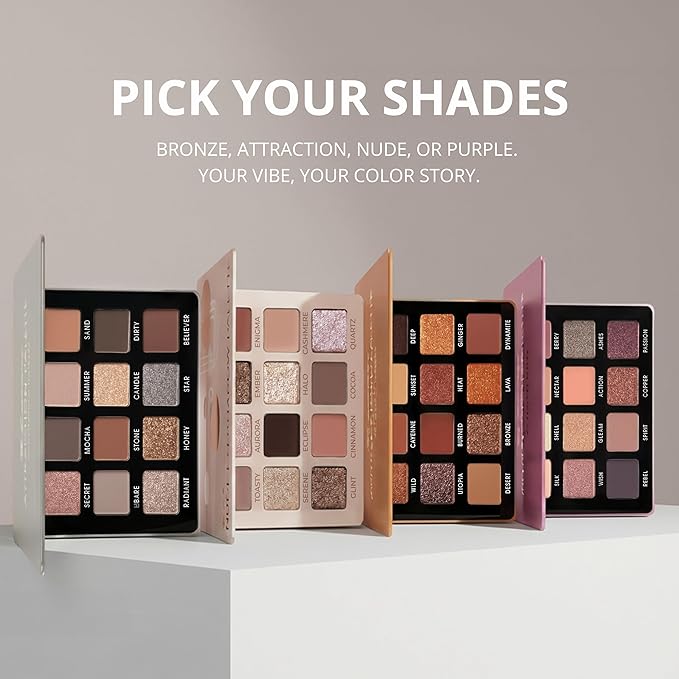 Lamora Attraction Eyeshadow Palette - 12 Soft Brown Shadows, Multi-Use Eye Makeup Palette with Matte & Shimmer Finishes, Ultra-Blendable Everyday Neutrals, Long-lasting Wear, Travel Makeup with Mirror