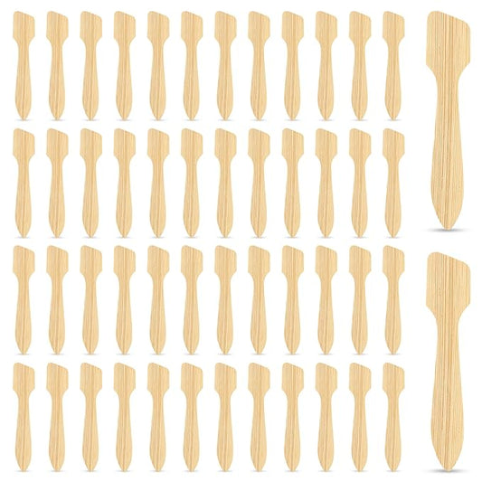 Bamboo Cosmetic Spatulas (50 Pack) – Biodegradable Spatula for Creams, Skincare & Crafts | Essential Esthetician Supplies | Eco-Friendly Makeup Applicator for Lotion & Facial Use | Natural BPA Free