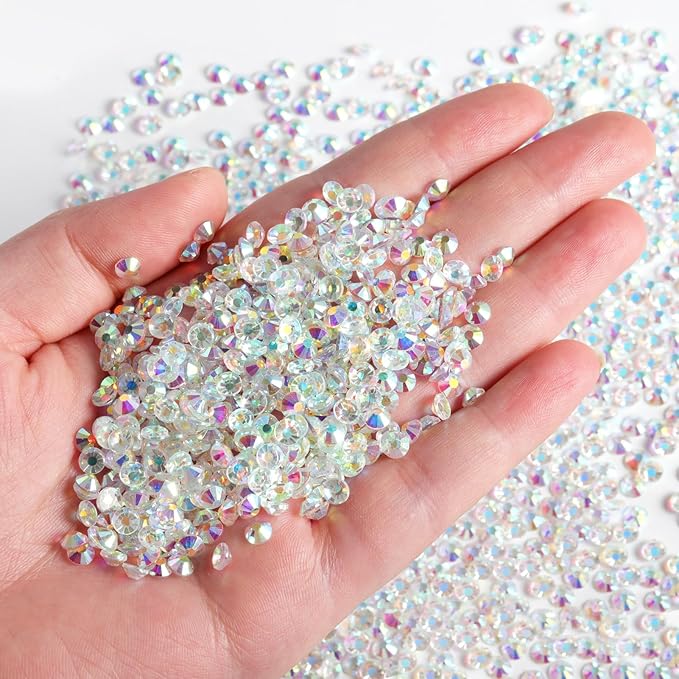 Beadsland Flatback Rhinestones Bulk,14400pcs Crystal Rhinestones for Nails Crafts Clothes DIY Decoration, Transparent AB, SS6, 1.9-2.1mm