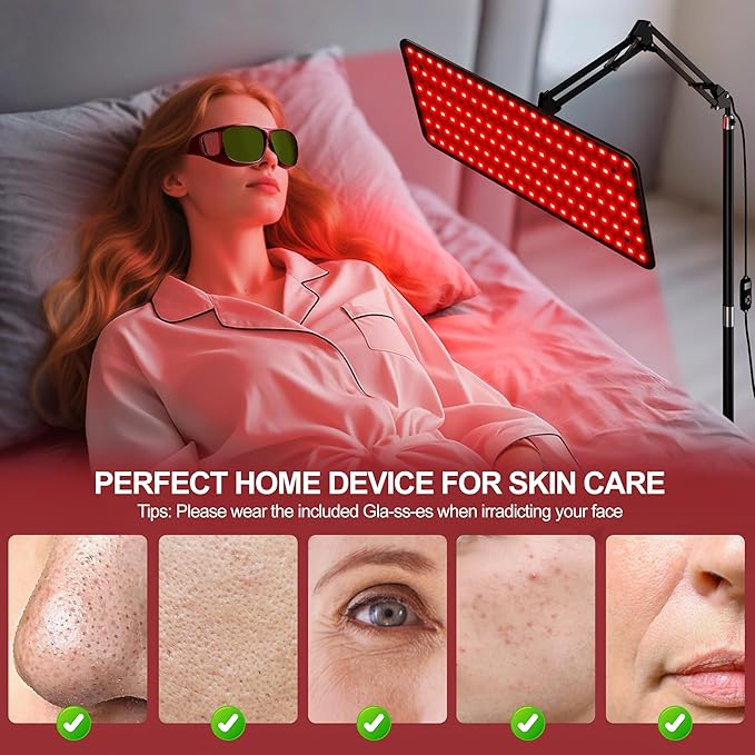 Morfone Red Light Therapy for Body Face - Tri-Wavelength (660nm, 850nm, 940nm) LED Infrared Light Therapy Lamp Large Panel with Adjustable Stand, Protective Glasses for Home Use, Gift for Women Girls