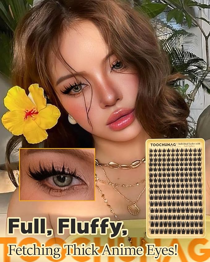 Spiky Manga Lash Clusters 180pcs D Curly Cluster Eyelash Extensions 12-20mm Long Eyelash Clusters Anime Lashes Clusters Thick Volume False Eyelashes Individual DIY Lash Extension by TOOCHUNAG