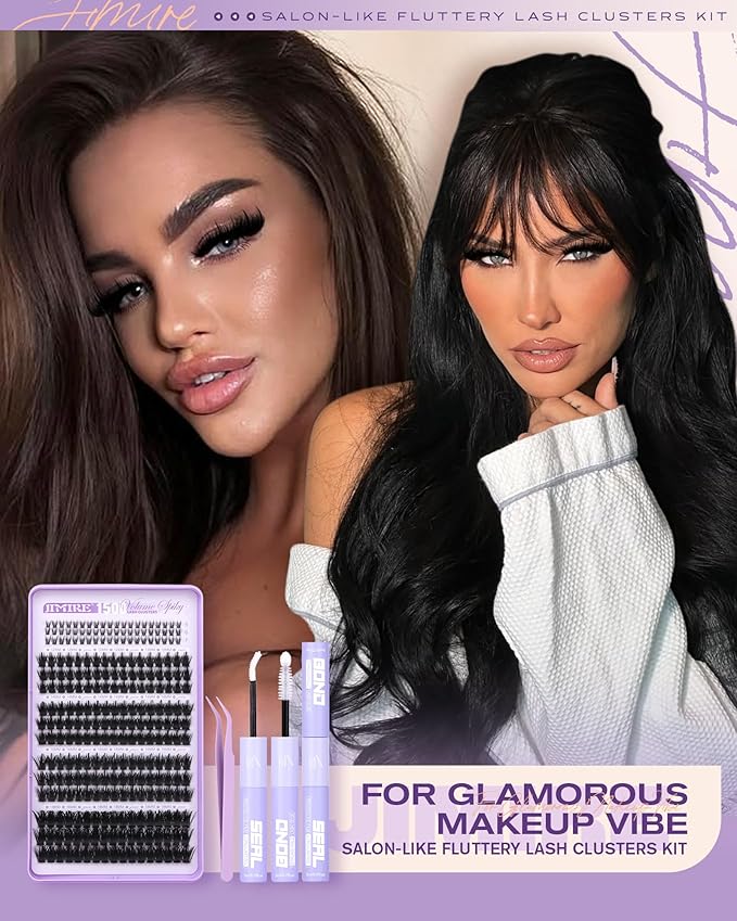 Manga Lash Clusters Kit Fairy Lash Clusters with Spikes Eyelash Clusters with Bottom Lashes 12-18MM Wispy Lash Extension Kit with Lash Bond and Seal DIY Cluster Lashes Kit DIY at Home by JIMIRE