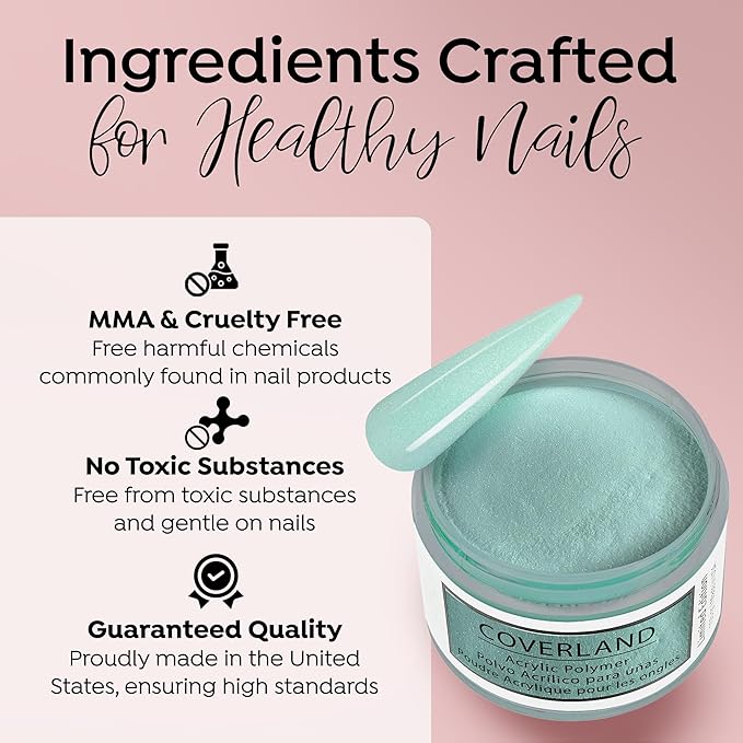 Tones Coverland Acrylic Nail Powder "Aqua Burst" - Limited Edition Acrylic Powder for Nail Design, Sculpting, and Masking Nail Bed Imperfections - (1.5 Oz)