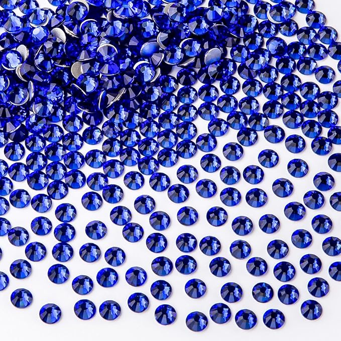 288Pcs Royal Blue Crystal Rhinestones,Glass Flatback Rhinestones Gemstones for Nail Face Makeup Art Crafts Clothes Decoration -(SS30,6.5mm,Royal Blue)