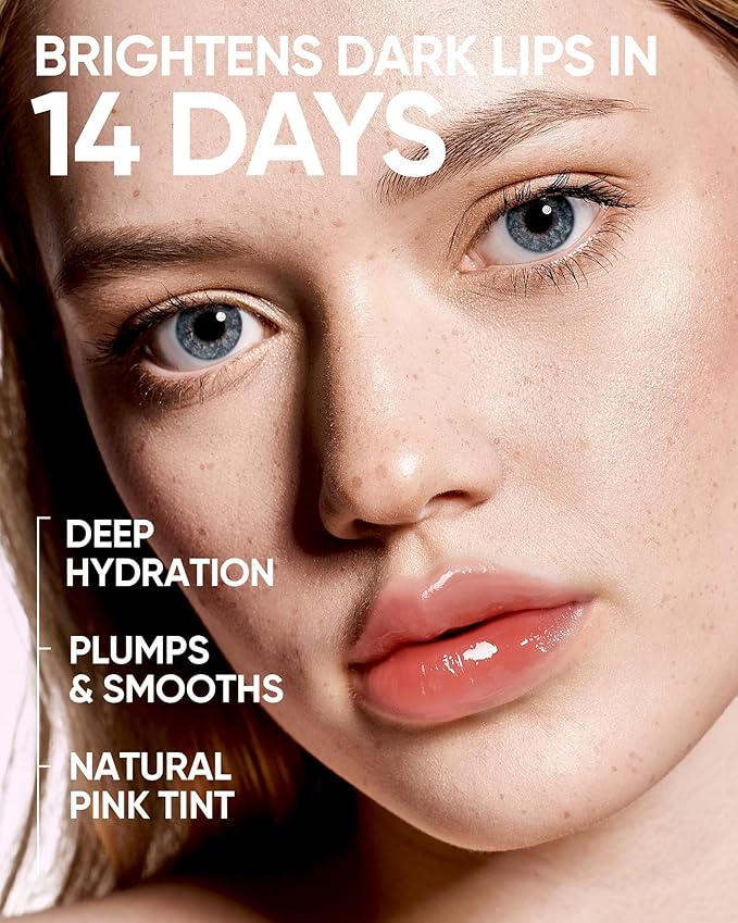 Peptide Brightening Lip Serum, Hydrating & Plumping Tinted Lip Gloss, Moisturizing Lip Balm with Polypeptides & Squalane for Glossy Sheer, Smooth Lips (05 Peach Rose)