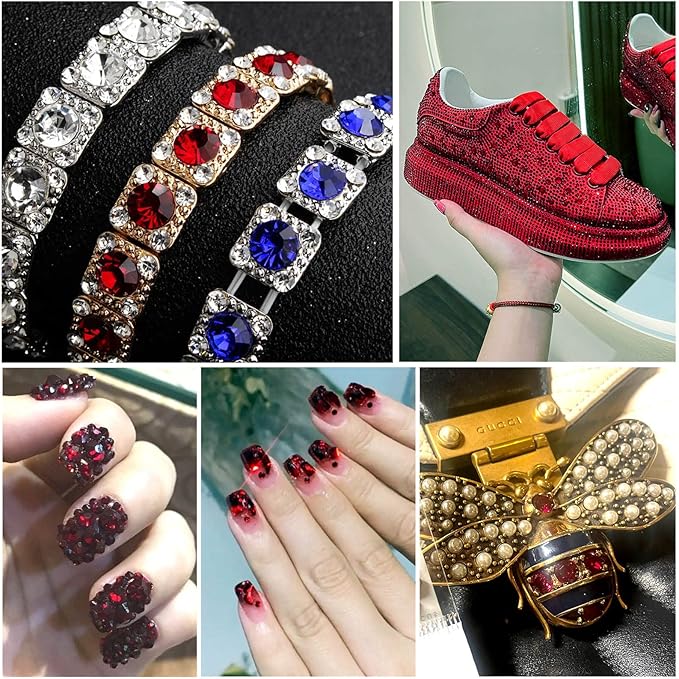 Beadsland Flatback Rhinestones Bulk,14400pcs Red Rhinestones for Nails Crafts Clothes DIY Decoration, Dark Siam, SS12,3.0-3.2mm