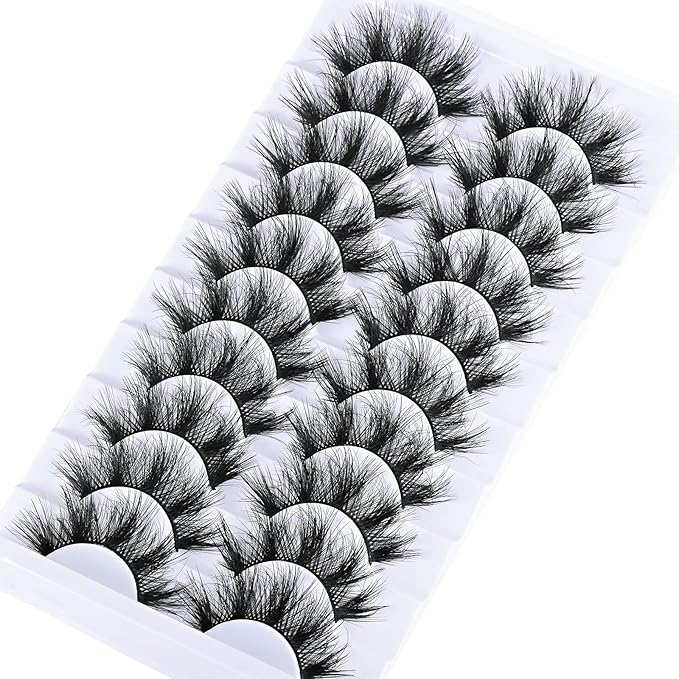 FARRED Wispy Lashes Fluffy Eyelashes False Eye Lash Strips 10 Pairs Doll Eye Mink Eyelash Wispies Pestañas Natural Look