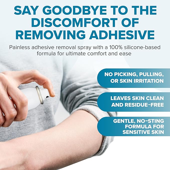 Ultimate Hassle-Free Adhesive Remover Spray – 100% Silicone-Based Formula – Quick Drying, Gentle, Odor-Free, Minimal Residue Skin Adhesive Remover - No-Sting for Sensitive Skin & Everyday Use - 80 ml